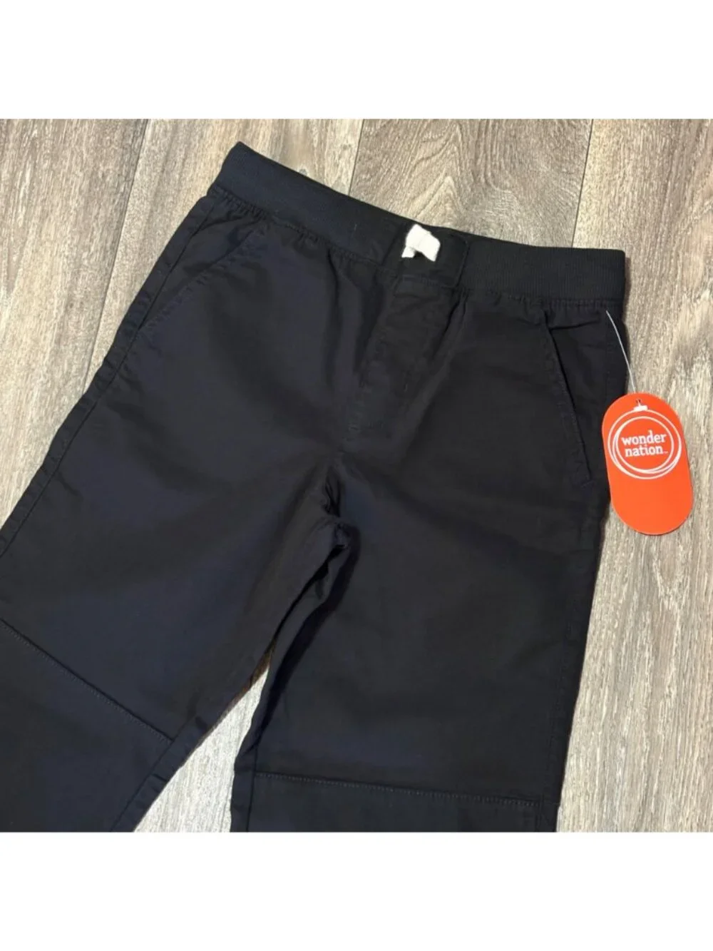 Wonder Nation Boys Black Woven Pants Drawstring Size 8 Durable Everyday Wear